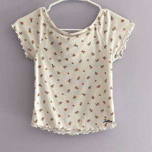 Justice white floral ruffle tee